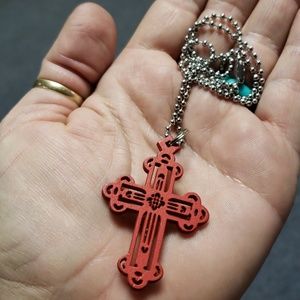 Wood cross pendant & necklace